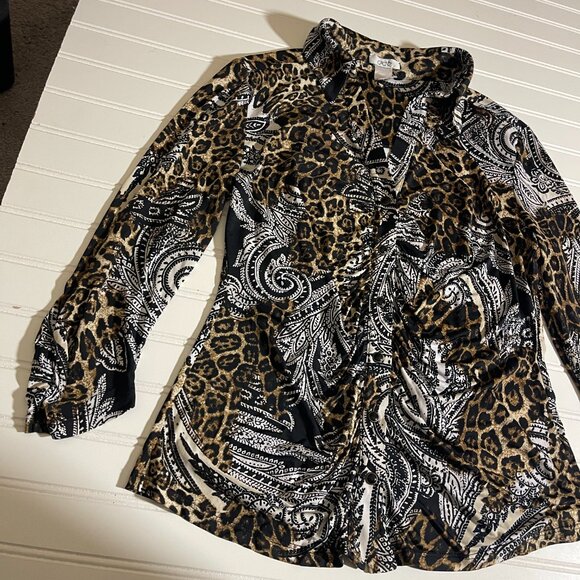 Cache Leopard Print Paisley  Top S - Picture 4 of 13